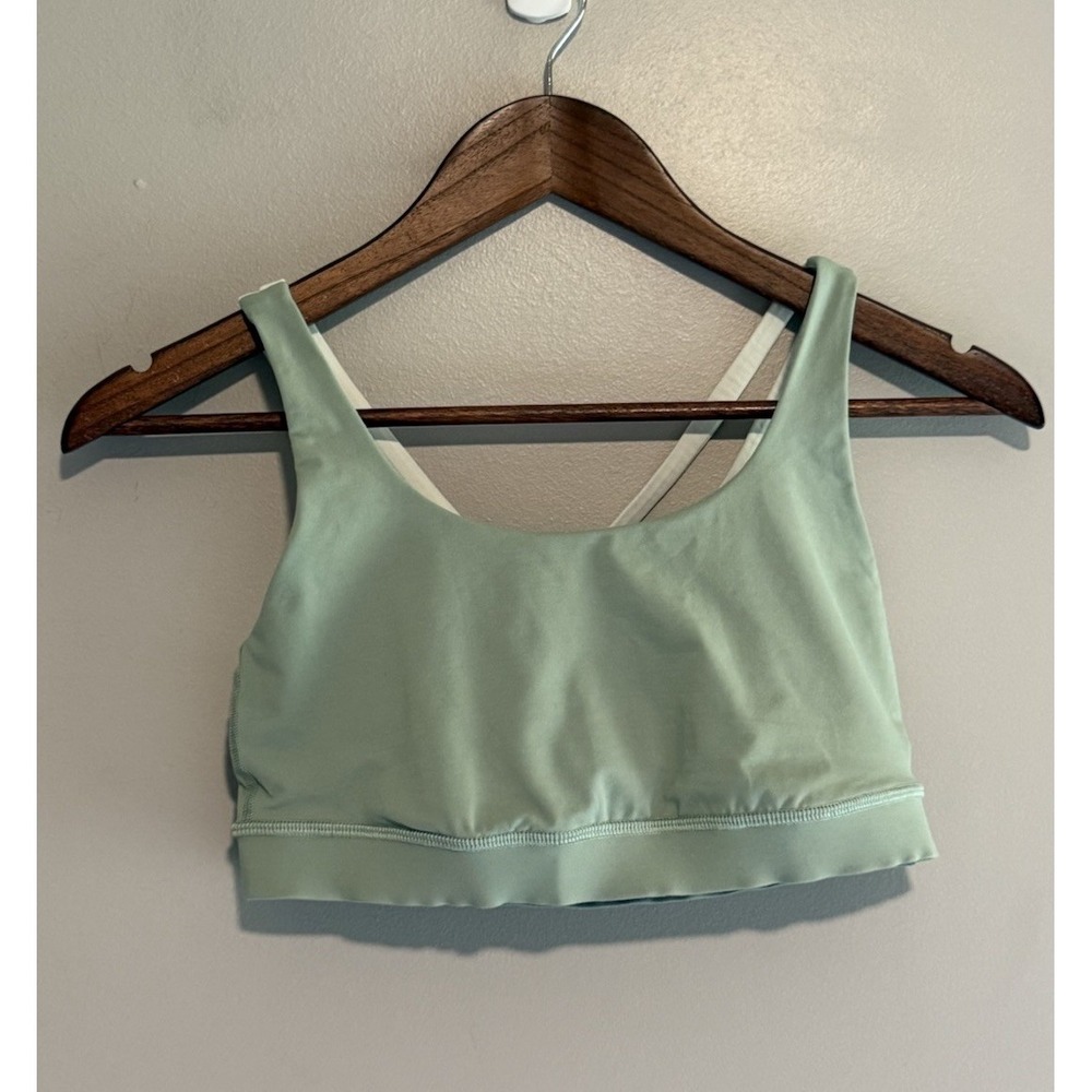 Lululemon Energy Bra Strappy Criss Cross Back Sports Bra Athletic Green Gym Sz 6